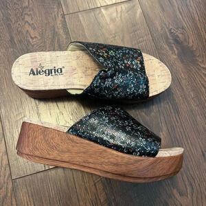 Alegria Triniti Floral Platform Leather Comfort Sandal Womens Size 38